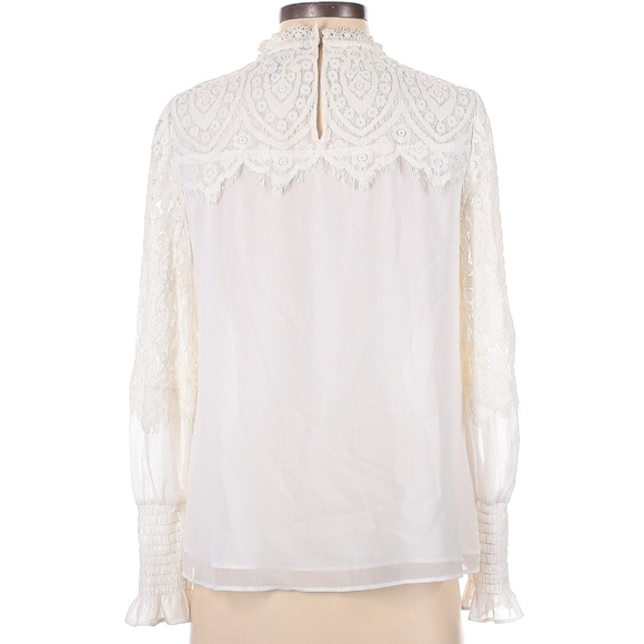 White House Black Market White Lace Bib Collar Blouse - Picture 3 of 5